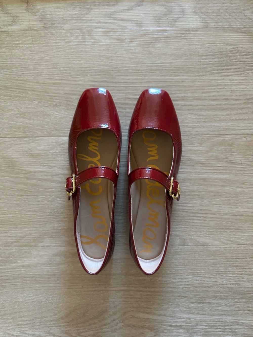 Sam Edelman Burgundy Red Patent Leather Michaela Mary Jane Square-Toe Flats - Picture 4 of 7